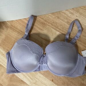 Women Sz 40C Auden Smooth Light Lift Comfort Wire Demi Bra Lavender Purple Lace